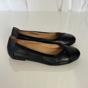 Vionic Carol Black Leather Comfort Ballet Flats Women's Size 8.5